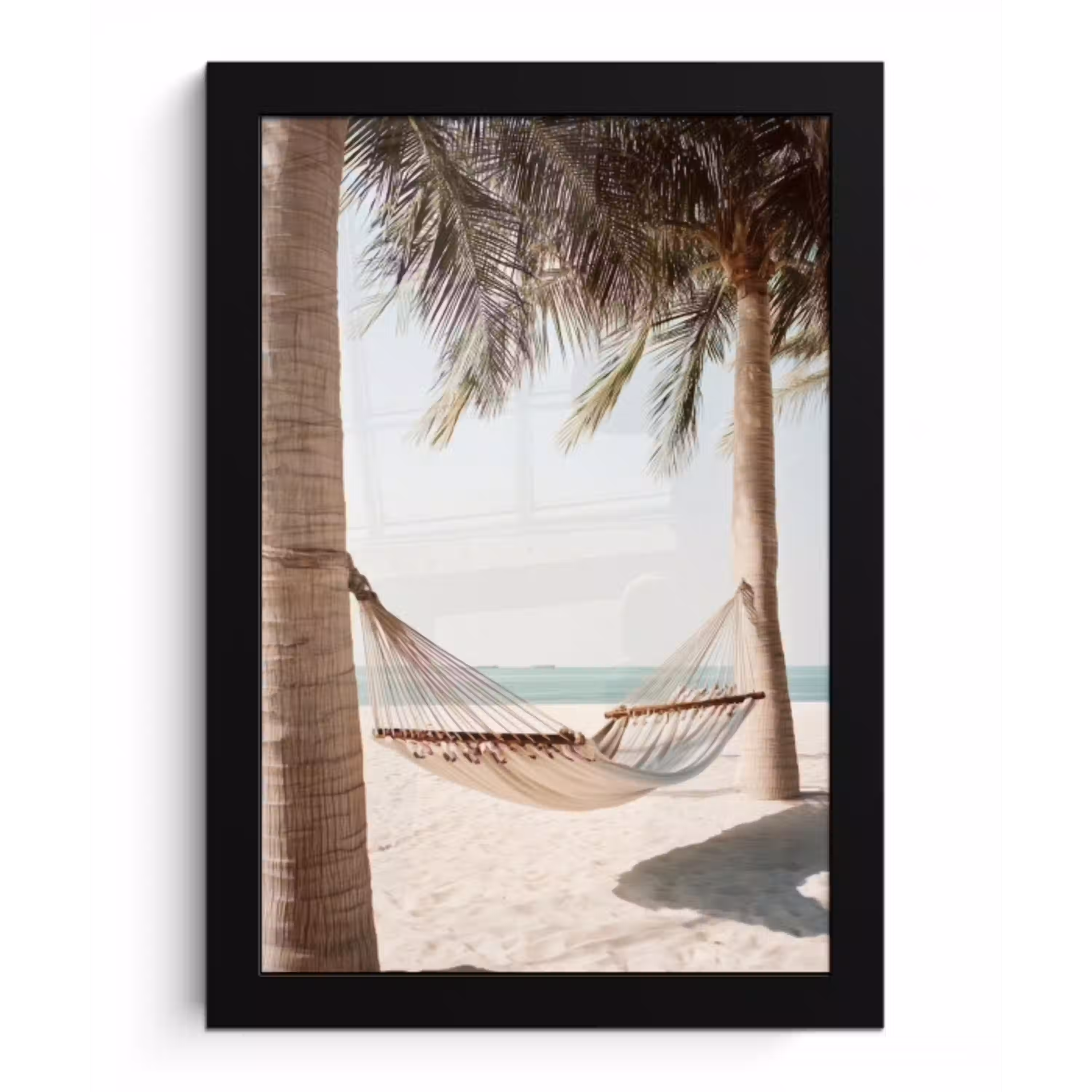 Hangmat - Palmbomen - Strand - Zee fotolijst zwart zonder passe partout klein -3d