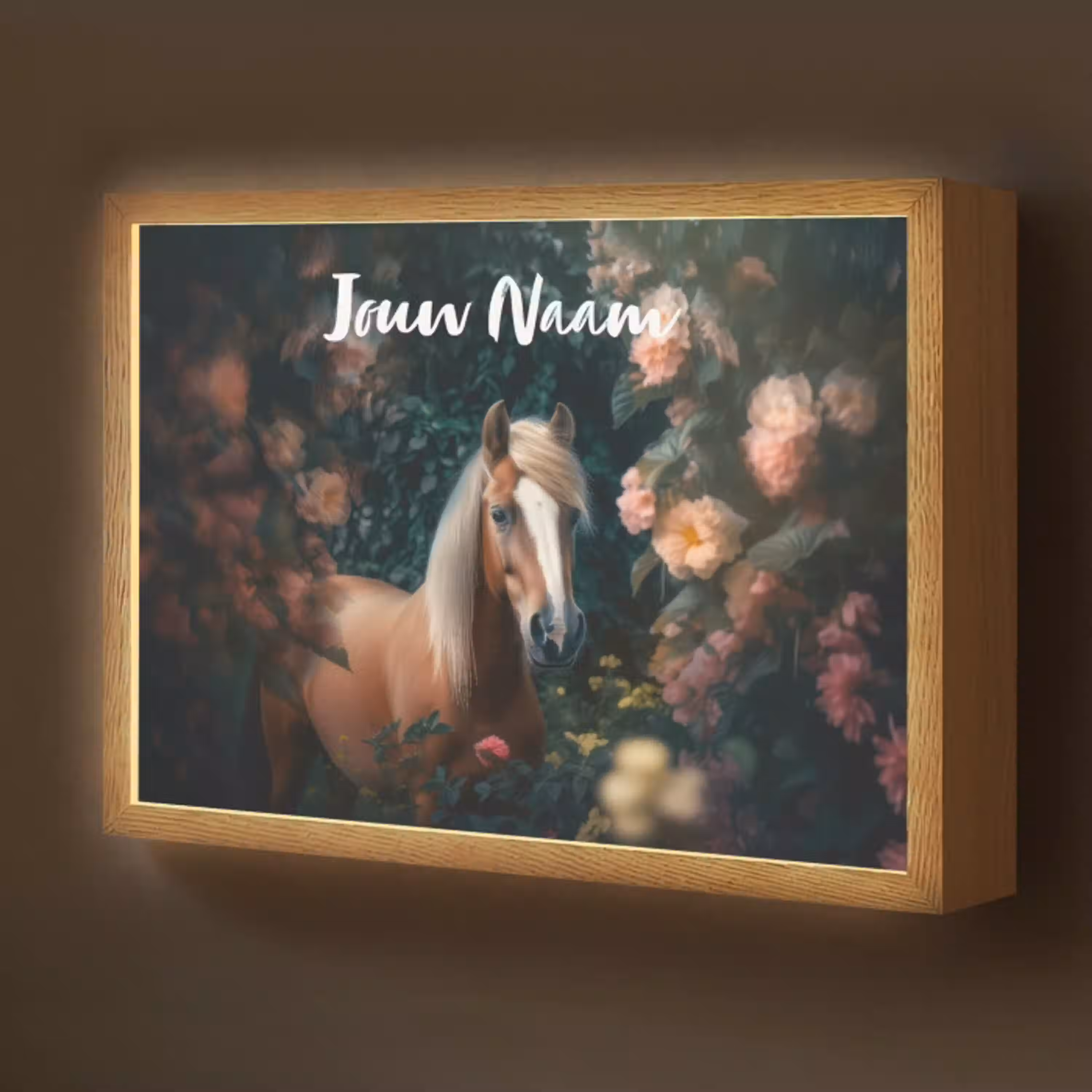 Paard - Natuur - Bloemen - Bos - Dieren Light Box met batterij (Wandlamp kind) middel -z3d_website