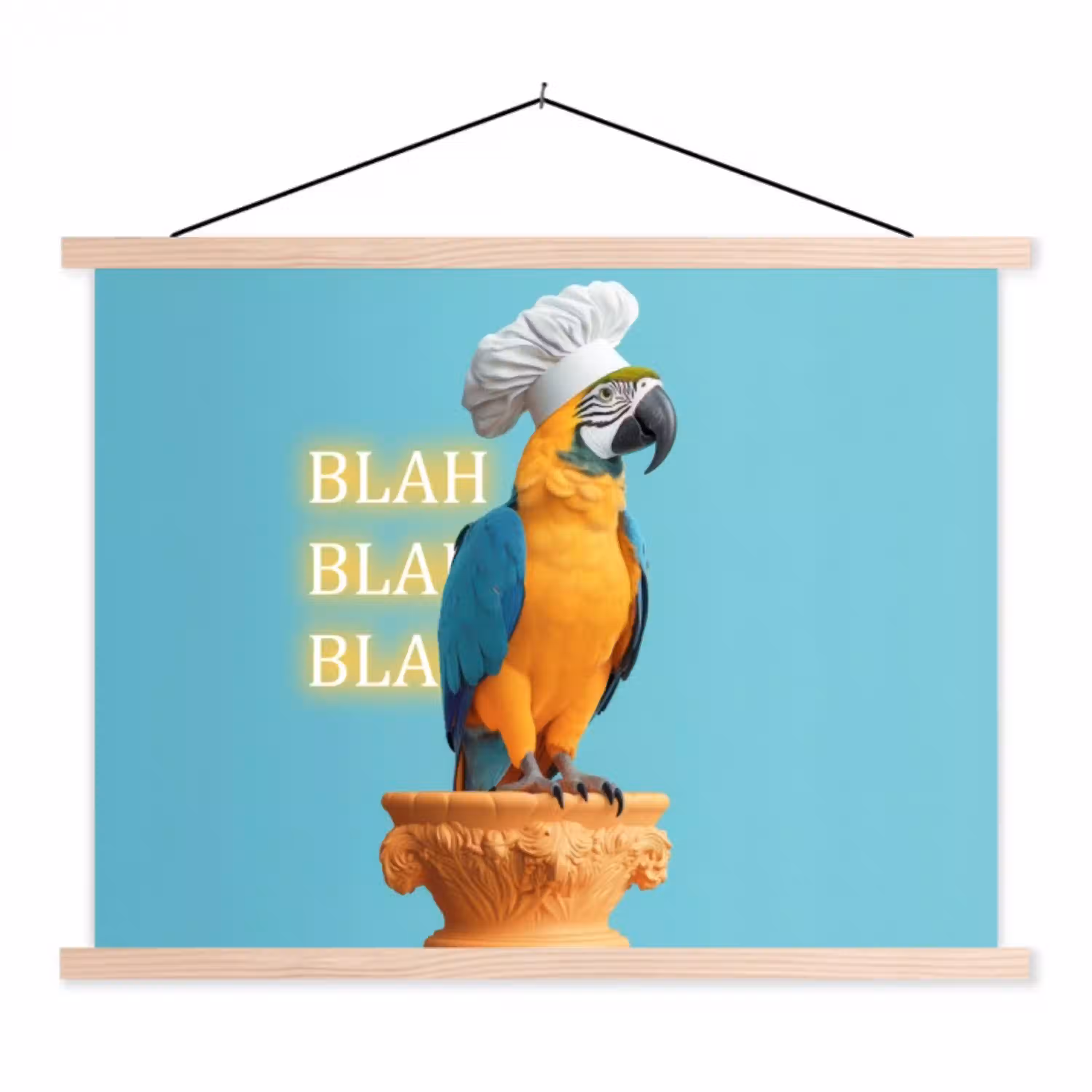 Papegaai - Koksmuts - Quote - Neon textielposter latten blank klein -3d