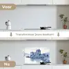 Schots - Kasteel - Blauw - Aquarel keuken achterwand spatscherm klein -voor_na_NL