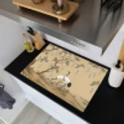 Kraanvogels - Water - Beige Inductie beschemer met haakjes klein -sfeer1