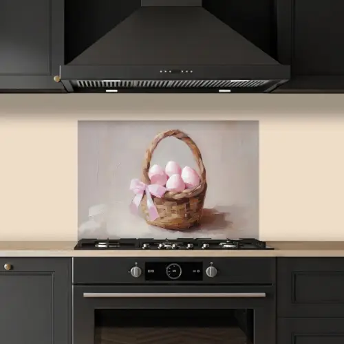 Mand - Eieren - Roze keuken achterwand spatscherm klein -sfeer1