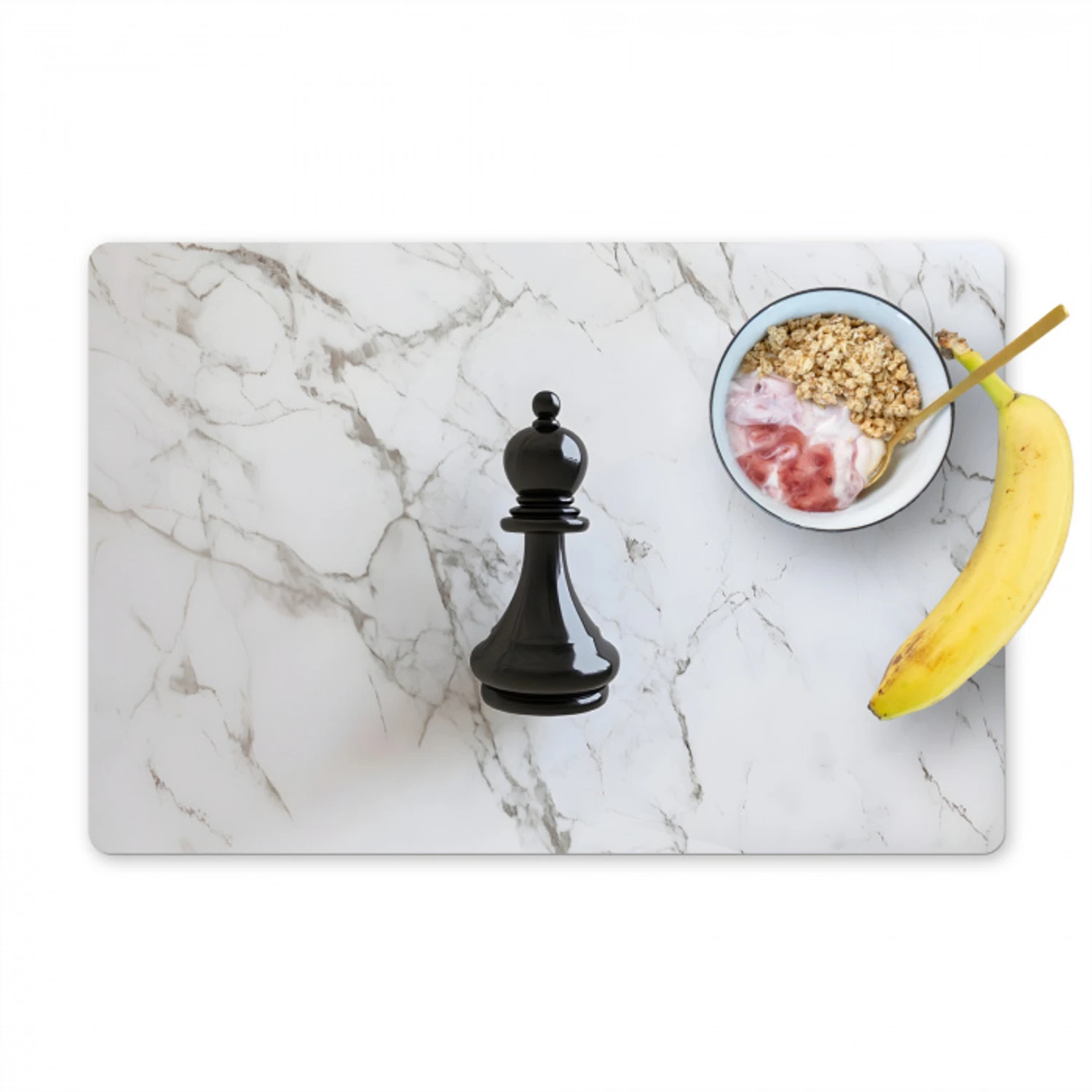 Schaakstuk - Loper - Zwart - Marmer Placemat vinyl groot -zzzproduct_Kitchenyeah-website