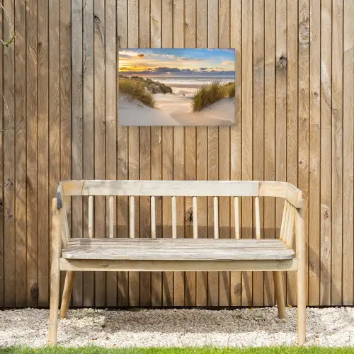 Strand - Duin - Gras - Zonsondergang - Zee Tuinposter op houten frame 2 cm dik klein -sfeer4