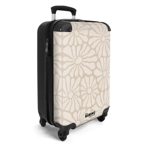 Pastel bloemen - Beige NBS - Handbagage koffer - Kinderen Unisex middel -productfoto_3d