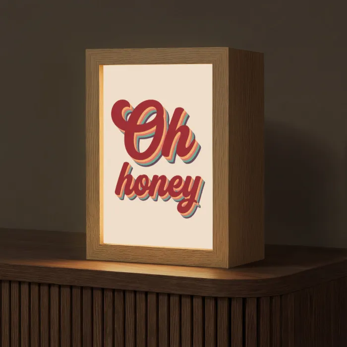 Oh honey - Rood - Schaduw Light Box met kabel (Tafellamp) klein -z3d_website