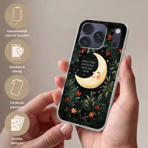 Maan - Quote - Bloemen - Sterren Telefoonhoesje iPhone 17 Pro klein -sfeer3_NL