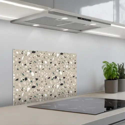Terrazzo - Patroon - Groen keuken achterwand spatscherm klein 900 -3d_schuin