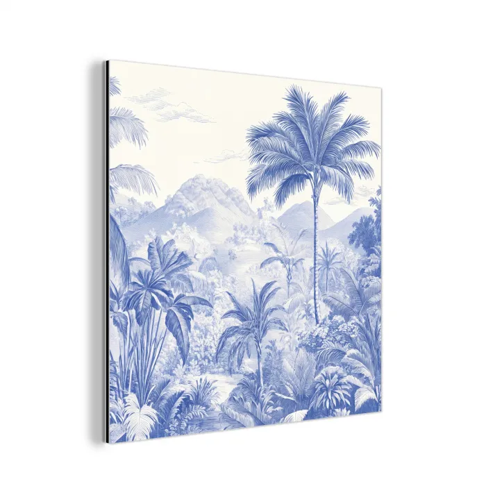 Tropisch - Jungle - Blauw aluminium wit klein -3d