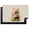 Boeken - Stapel - Bloemen - Kleurrijk Inductie beschermer vinyl 3mm klein -3d