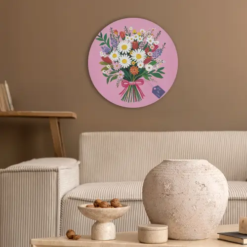 Bloemen - Quote - Kaartje - Kleurrijk Akoestische PET Vilt - Rond klein -sfeer1