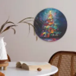 Kerstboom - Kerst - Abstract - Kleurrijk Akoestische PET Vilt - Rond klein -sfeer3
