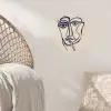 Minimalistisch - Lijnillustratie - Beige - Donkerblauw Wandcirkel behangsticker klein -sfeer4