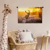 Hert - Dieren - Zonsondergang - Winter - Heide - Natuur Wandkleed katoen klein -wsfeer5_kind
