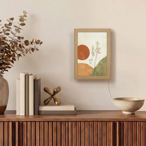 Zon - Abstract - Takken - Oranje Light Box met kabel (Tafellamp) klein -sfeer2