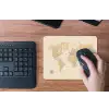 Wereldkaart - Realistisch - Beige muismat rubber klein -toetsenbord