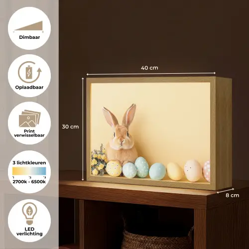 Eieren -  Konijn - Pasteltinten Light Box met batterij (Wandlamp) middel -USP_websiteoverzichtNL