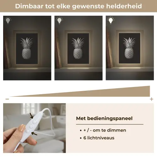 Ananas - Gedetailleerd - Bladeren Light Box met kabel (Tafellamp) klein -USP_dimbaarNL