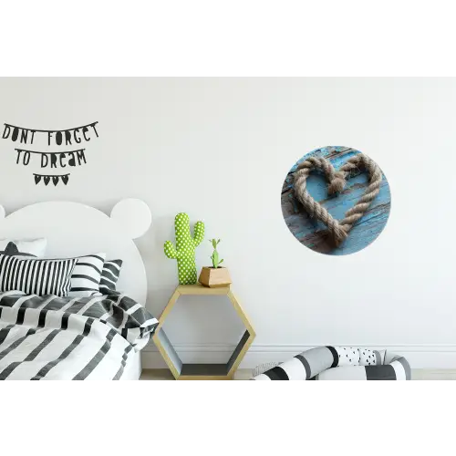 Hart - Touw - Hout - Rustiek Wandcirkel aluminium klein -kinderkamer