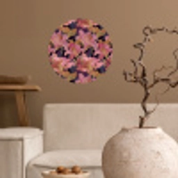 Lelies - Patroon - Roze - Goud Wandcirkel behangsticker klein 186 -sfeer1