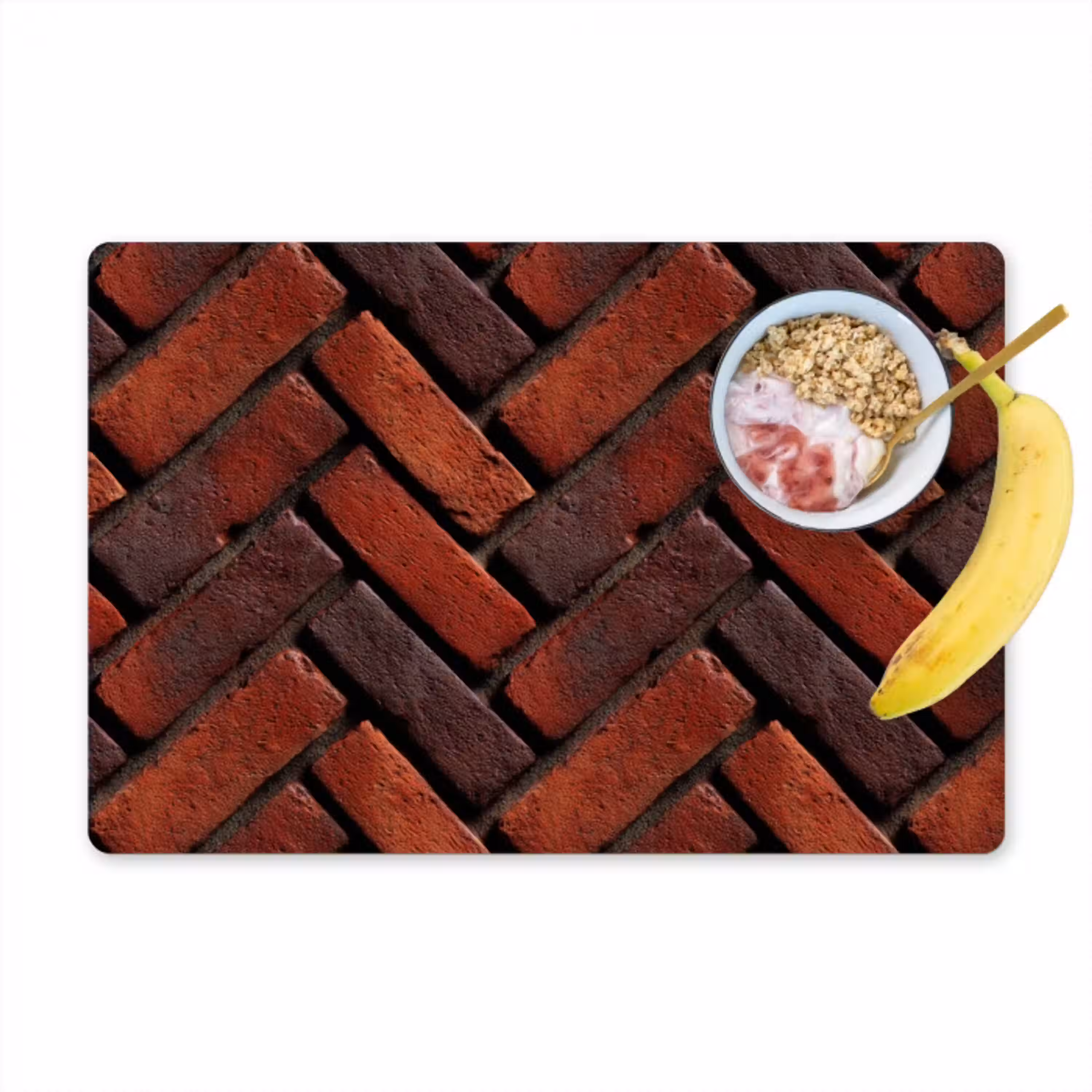 Bakstenen - Visgraat - Structuur - Roodbruin Placemat vinyl groot 368 -zzzproduct_Kitchenyeah-website