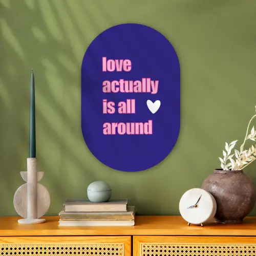 Tekst - Valentijn - Love - Blauw Wandcirkel Ovaal Forex klein -sfeer2