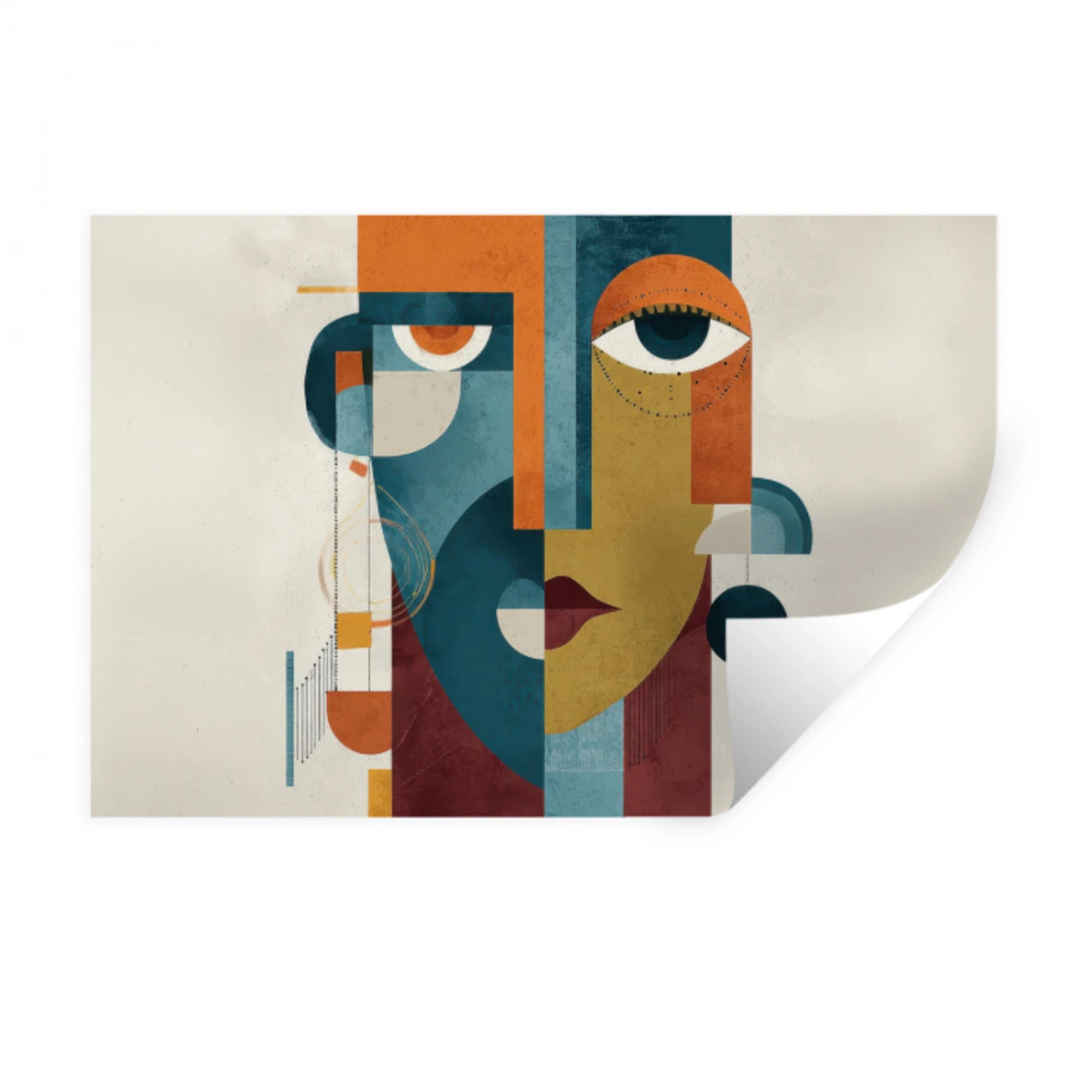 Geometrisch - Strakke vormen - Kleurrijk Muursticker klein -3d