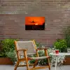 Zonsondergang - Vliegtuig - Oranje - Zon Tuinposter op houten frame 2 cm dik klein -sfeer3