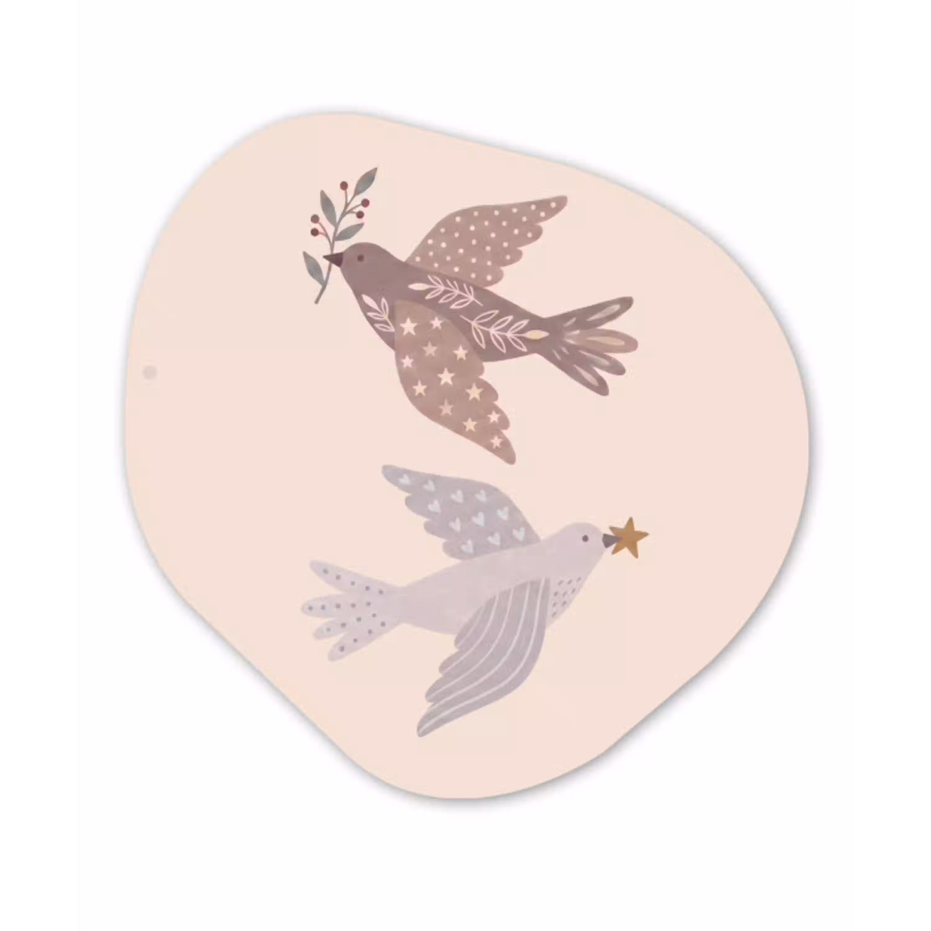 Vogel - Bessen - Natuur - Modern - Beige Wandcirkel Organisch Forex 3mm klein -3d