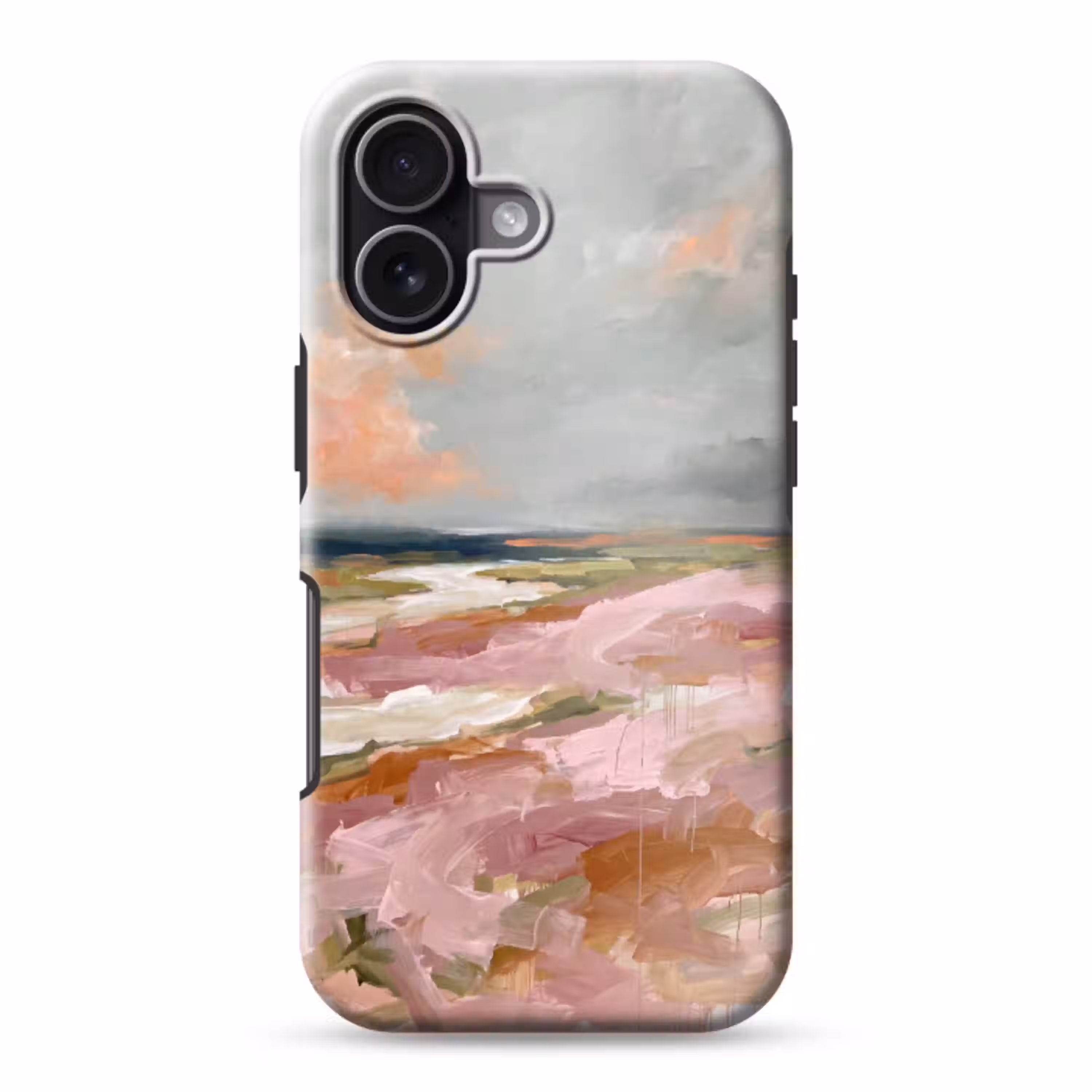 Landschap - Rivier - Abstract - Roze - Groen Toughcase MagSafe Apple iPhone 17 klein -3d