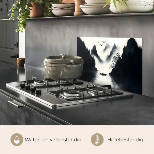 Roeiboot - Mistig - Bergen - Vogels keuken achterwand spatscherm klein -usp_NL