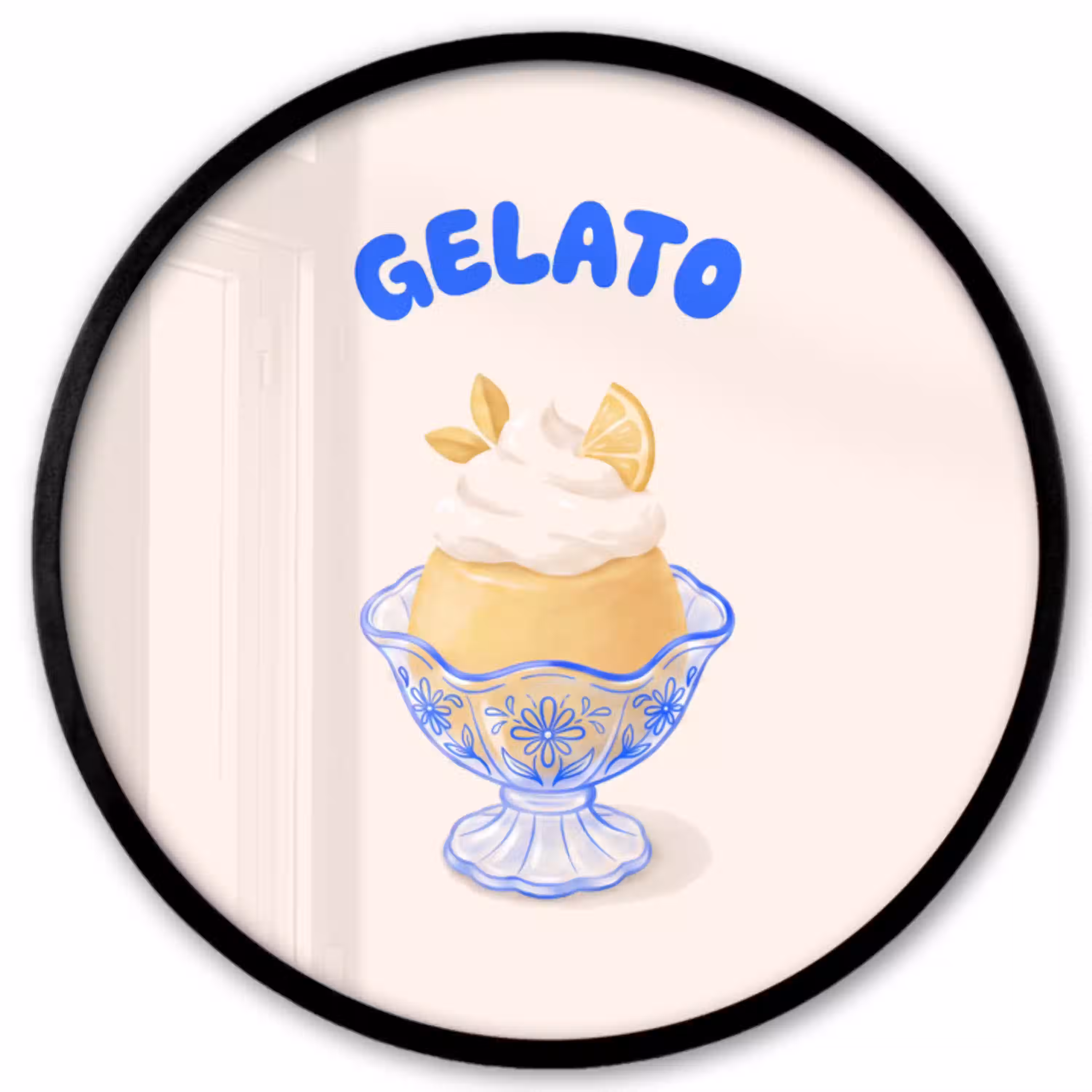IJs - Citroen - Illustratie - Geel - Dessert Fotolijst rond zonder passe partout klein -3d