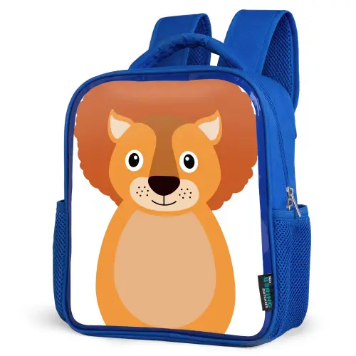 Dierenportret - Leeuw - kinderen Kinderrugzak - Blauw middel -schuin