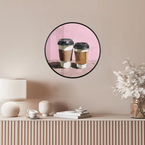 Koffiebekers - Deksel - Verf - Textuur Fotolijst rond zonder passe partout klein -sfeer3
