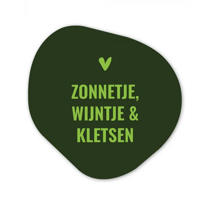 Donkergroen - Quote - Zon - Zomer Wandcirkel Organisch Aluminium middel -3d