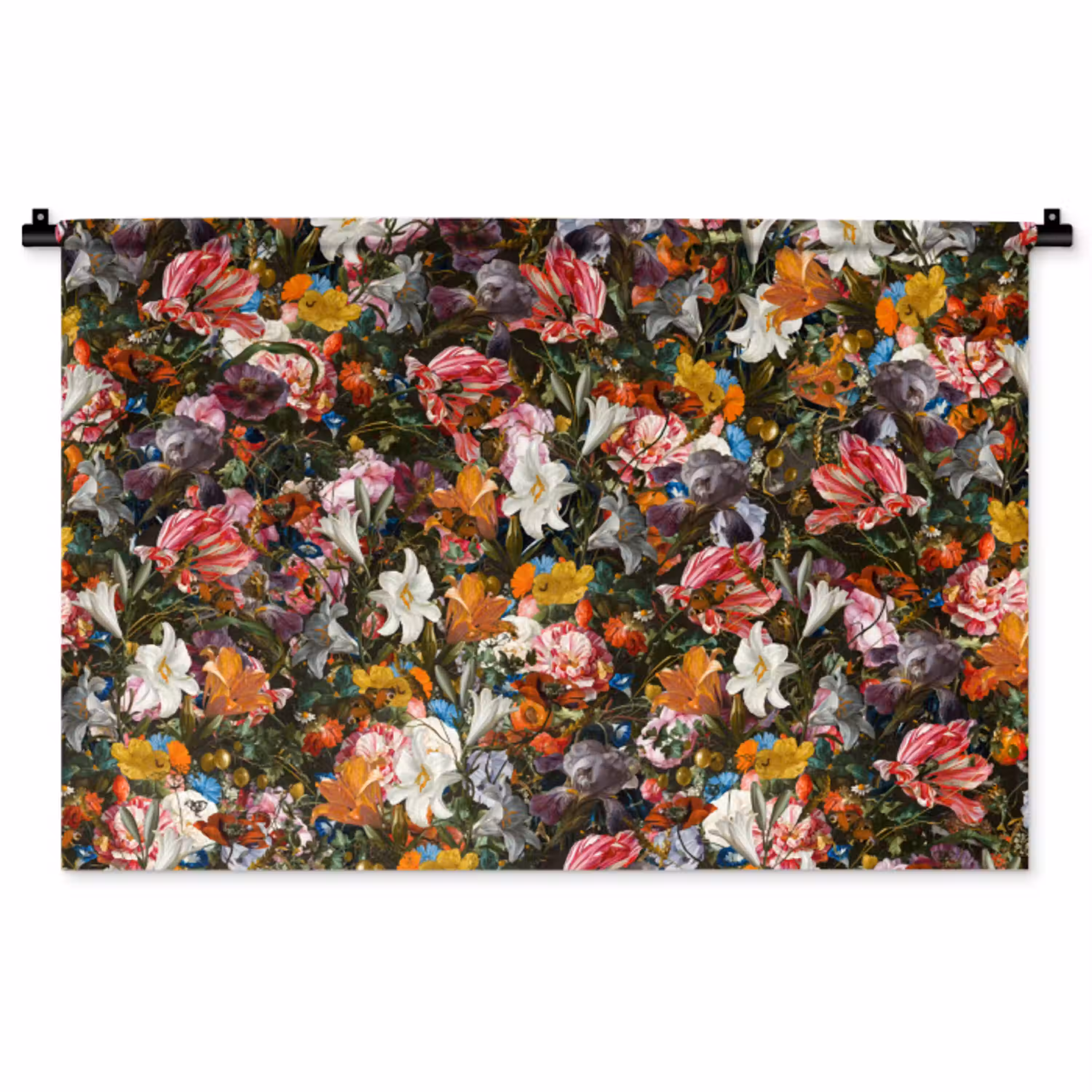 Bloemen - Vlinder - Design - Kunst - Abstract - Schilderij - Oude meesters Wandkleed katoen middel -zz3d