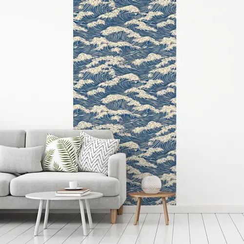 Golven - Klassiek - Blauw fotobehang vinyl groot 64 -woonkamer