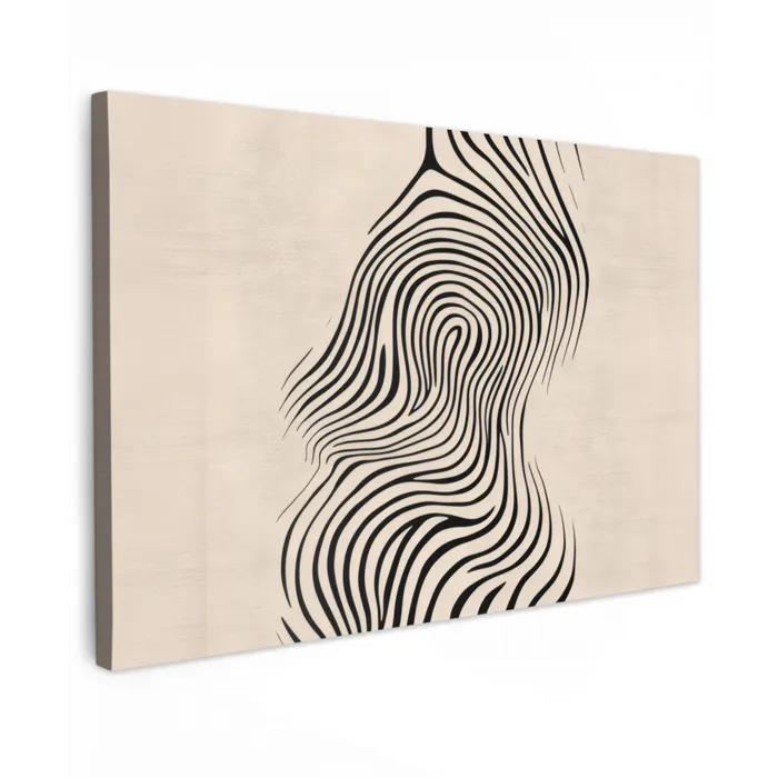 Lijnen - Abstract - Golvend - Zwart canvas 2cm klein -z3d