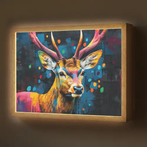 Graffiti - Hert - Dier - Kleurrijk Light Box met batterij (Wandlamp) middel -z3d_website