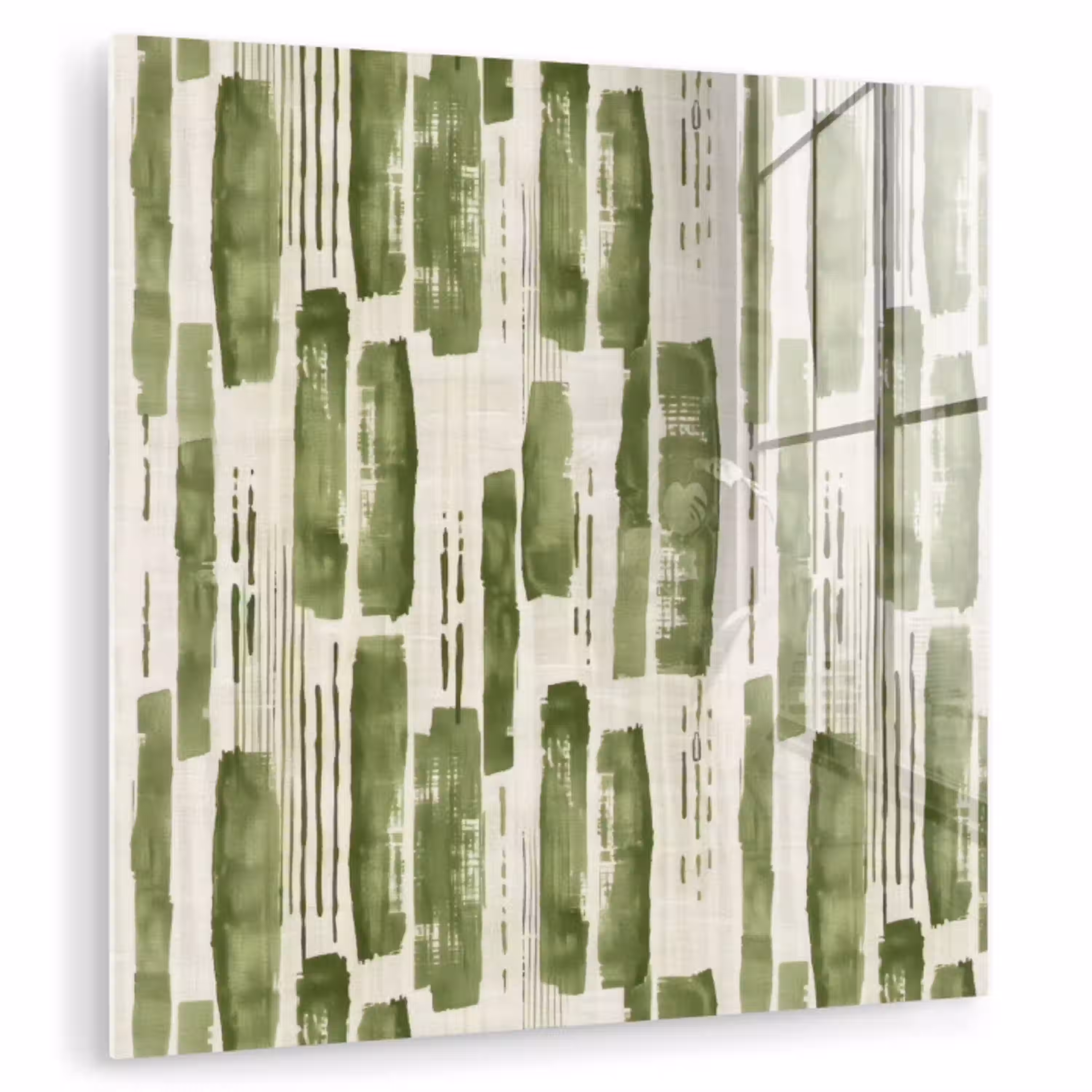 Groen - Abstract - Penseelstreken - Linnen - Patroon plexiglas 5mm klein 11 -zzzproduct_nieuw