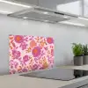 Bloemenpatroon - Roze - Oranje - Bloemen keuken achterwand spatscherm klein -3d_schuin