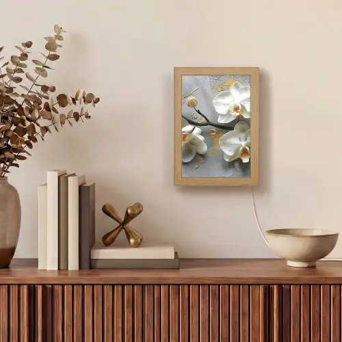 Bloemen - Orchidee - Abstract - Modern Light Box met kabel (Tafellamp) klein -sfeer2