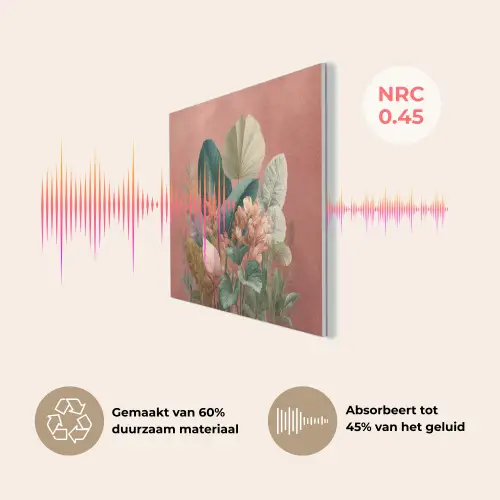Tropische bladeren - Bloemen - Roze - groen PET vilt klein -USP_NL