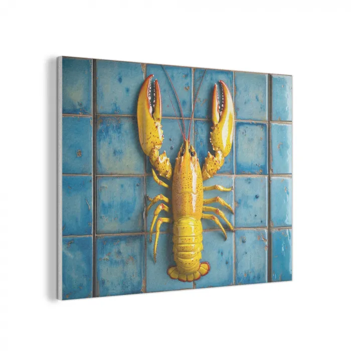 Kreeft - Geel - Blauw - Tegels PET vilt klein -3d