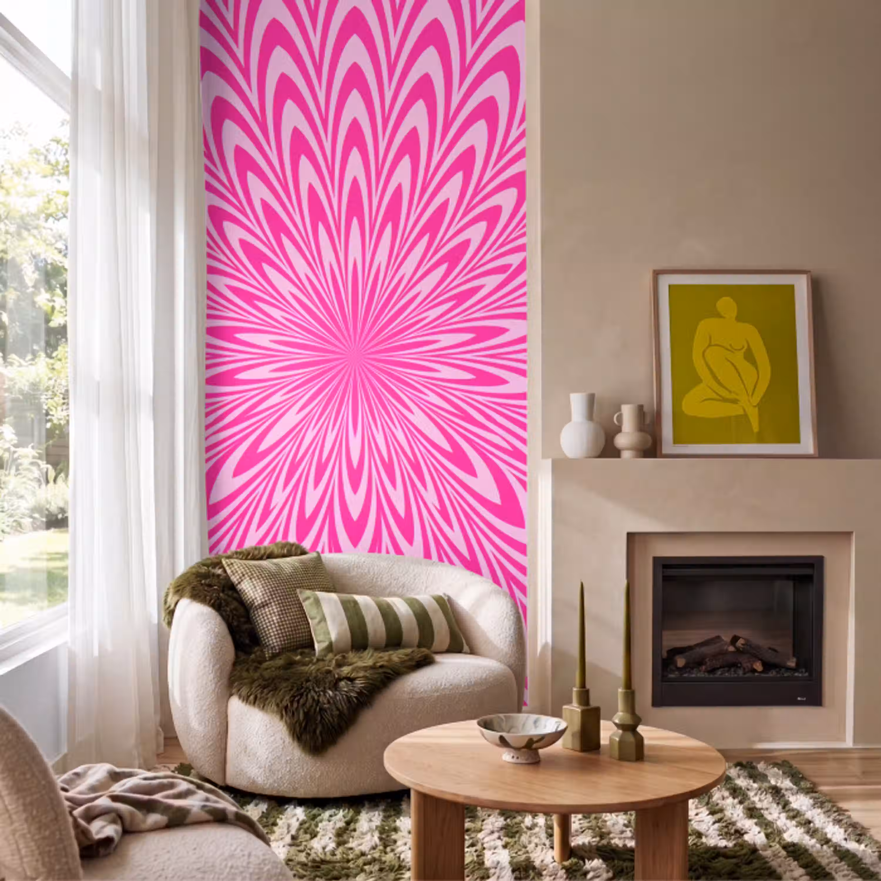 Patroon - Optisch - Roze Behang Vlies klein -sfeer2