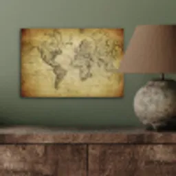Wereldkaart - Vintage - Antiek - Bruin - Papier aluminium wit klein -sfeer2