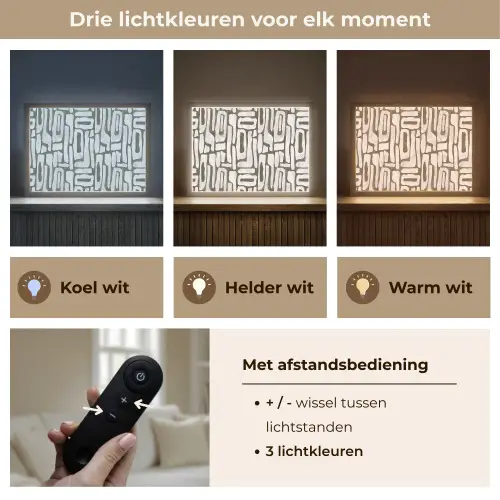 Donker - Wit - Abstract Light Box met batterij (Wandlamp) middel 907 -USP_lichtkleurNL