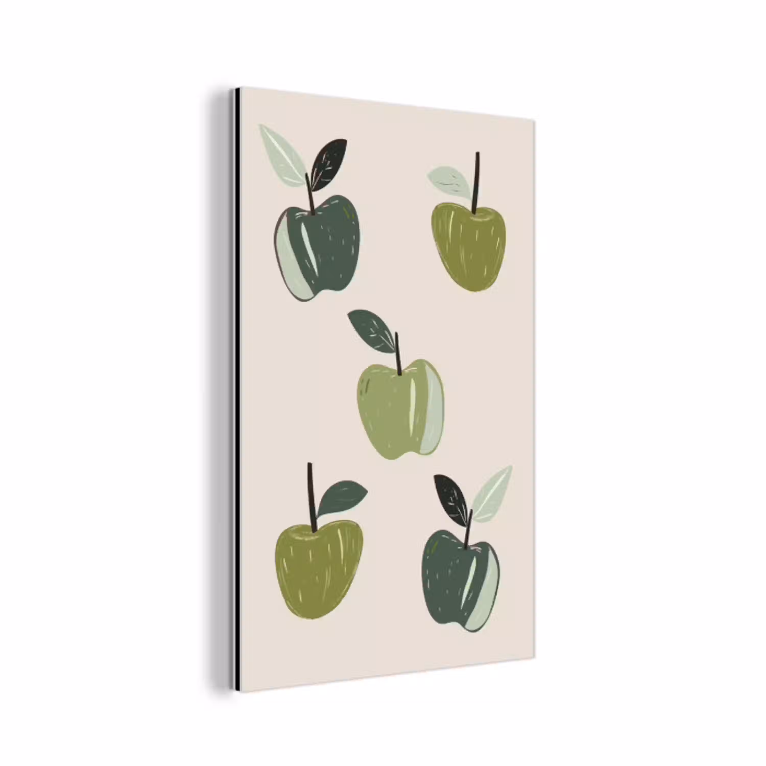 Appels - Groen - Illustratie - Bladeren aluminium wit klein -3d