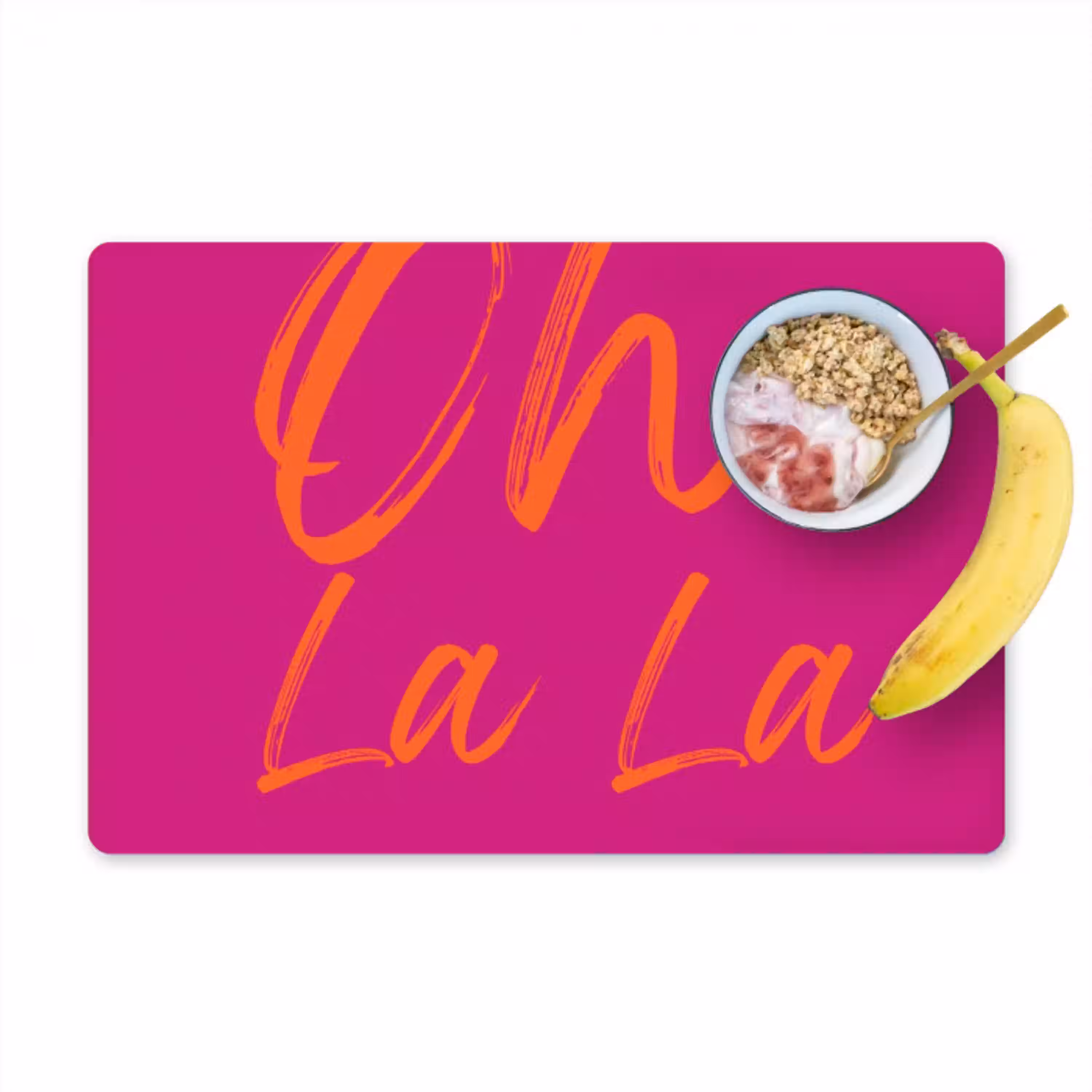 Oh la la - Oranje - Roze Placemat vinyl groot -zzzproduct_Kitchenyeah-website