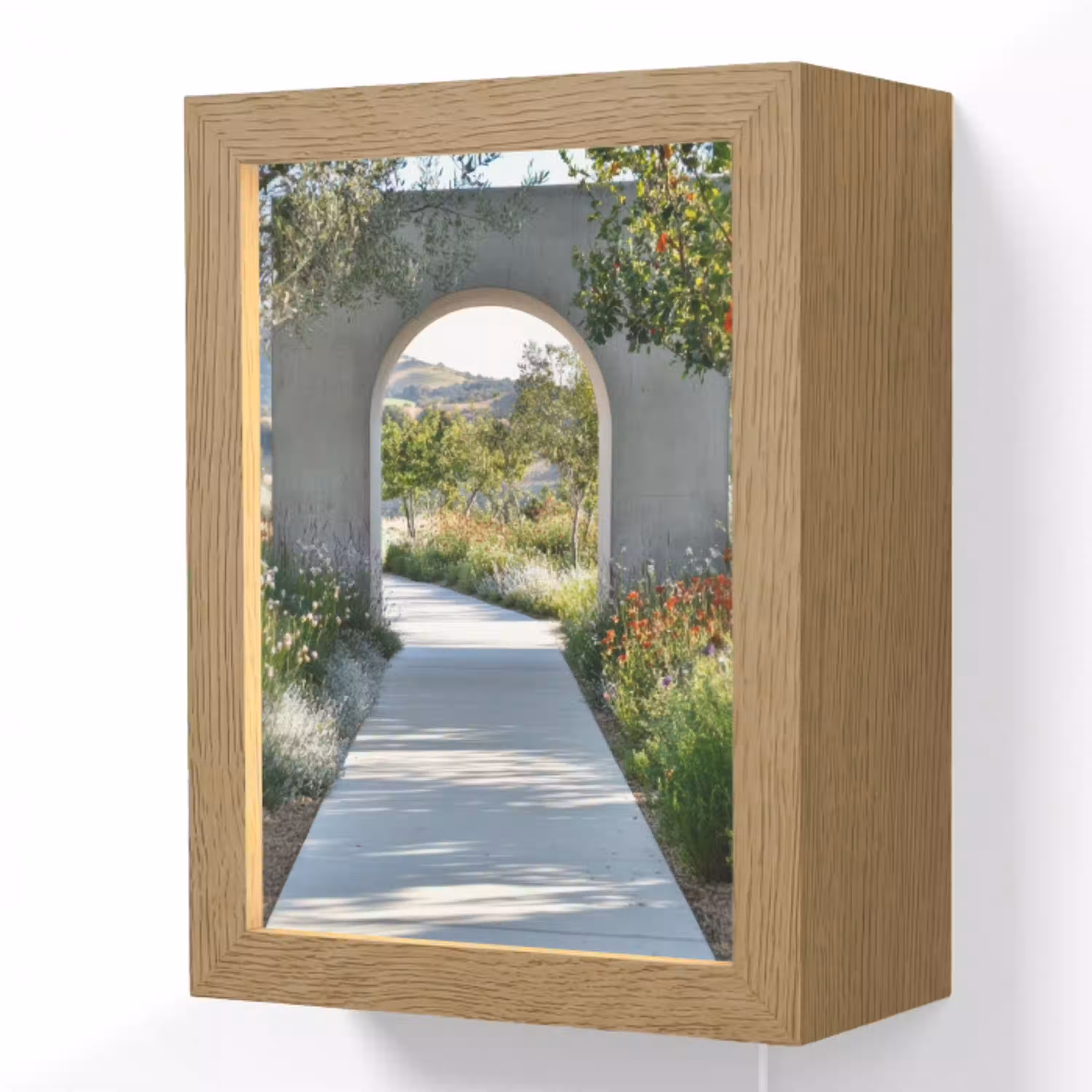 Doorkijk - Pad - Beton - Landschap Light Box met kabel (Wandlamp) klein -3d